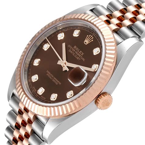 41 mm rolex datejust steele everose everose dial diamonds|Rolex sundust dial.